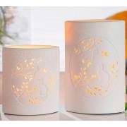 Allegan White Porcelain Cat Design Table Lamps In Pair