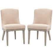 Kigali Natural Fabric Dining Chairs With Wooden Legs In Pair