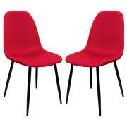 Simons Red Fabric Dining Chairs In Pair