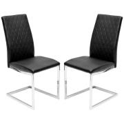 Quincy Back PU Leather Dining Chairs In Pair