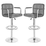 Colcord Grey Faux Leather Bar Stools In Pair