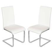 Breccia White PU Leather Dining Chairs In Pair