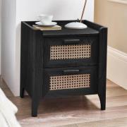 Sumter Wooden Bedside Cabinet With 2 Drawers In Black Ash And Oak