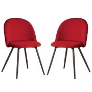 Earlville Fabric Red Dining Chairs With Wooden Legs In Pair