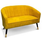 Angina Fabric 2 Seater Sofa With Wooden Legs In Yellow