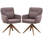 Petaluma Blush Granite Fabric Dining Chairs With Oak Legs In Pair