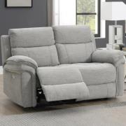 Hialeah Fabric Electric Recliner 2 Seater Sofa In Light Grey