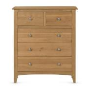 Kamiah Wide Wooden Chest Of 5 Drawers In Oak