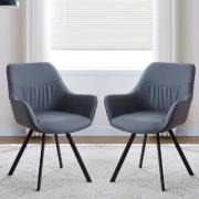 Niceville Dark Grey PU Leather Dining Chairs In Pair